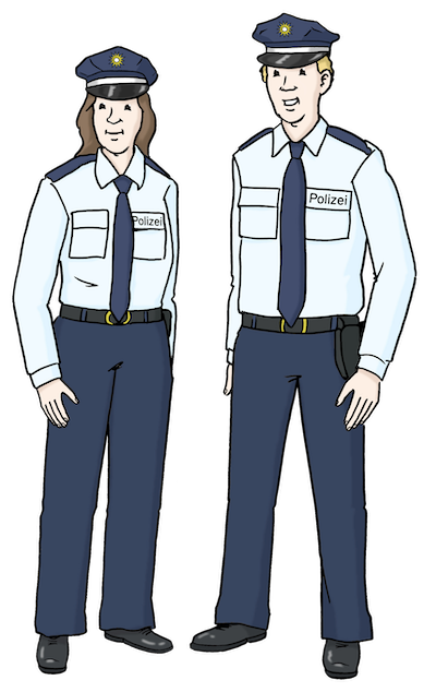 Illustration Polizistin und Polizist Illustration Polizistin und Polizist